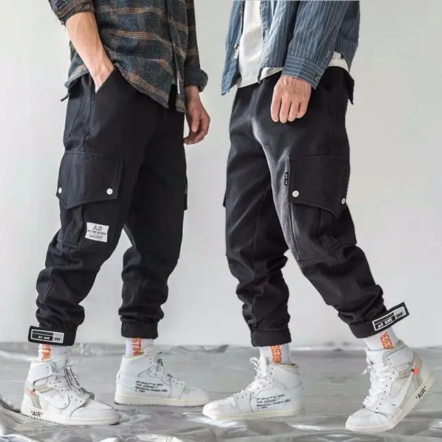 Модные штаны в стиле хип хоп уличная одежда Джоггеры Харадзюку мужские свободные