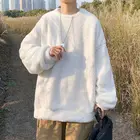 2020 Мужская утолщенный ягнят толстовки одежда из хлопка повседневное Свободное пальто флисовый пуловер на подкладке белыйчерный Цвет кофты M-2XL