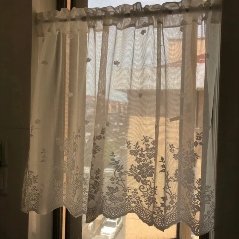 Корейская короткая Тюлевая занавеска s для кухни готовая белая плавающая