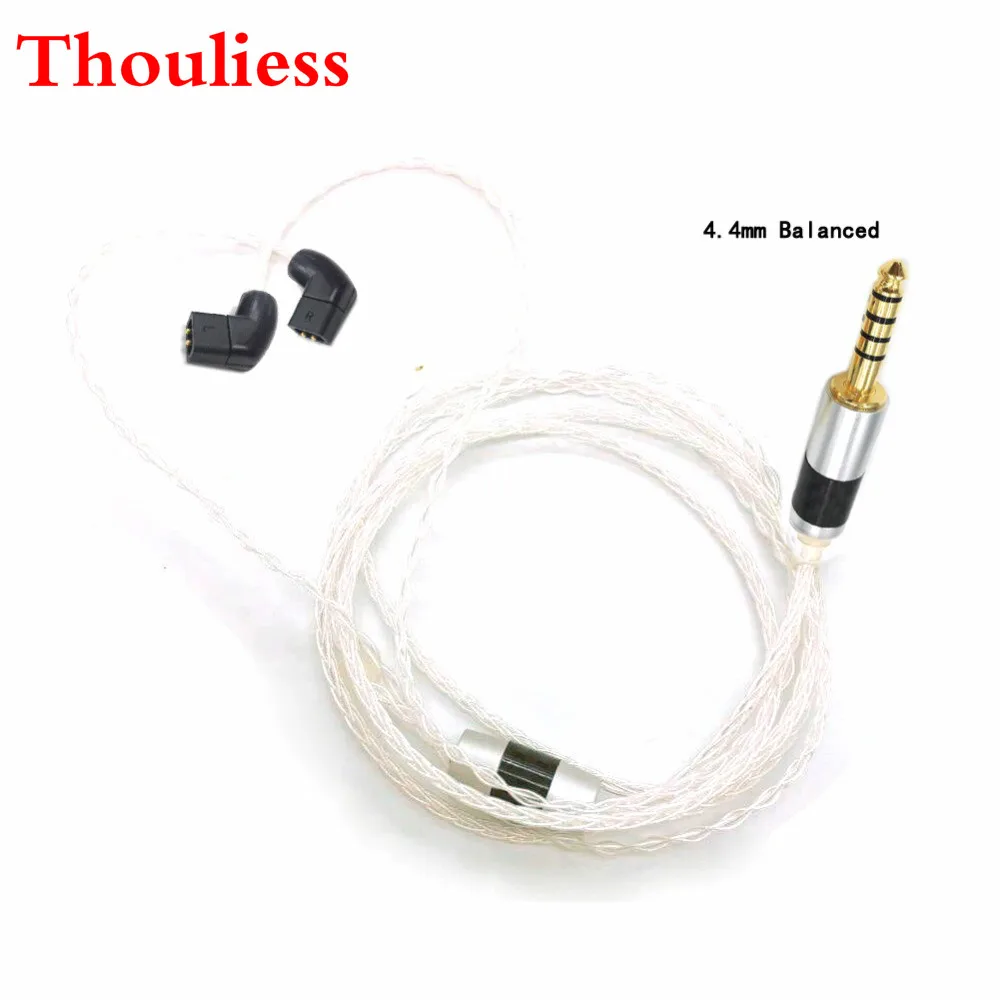 Thouliess Custom Made 2.5/3.5/4.4mm Balanced 7N Silver Plated Cable 8Core Detach Cable For QDC Custom Earphone Cable