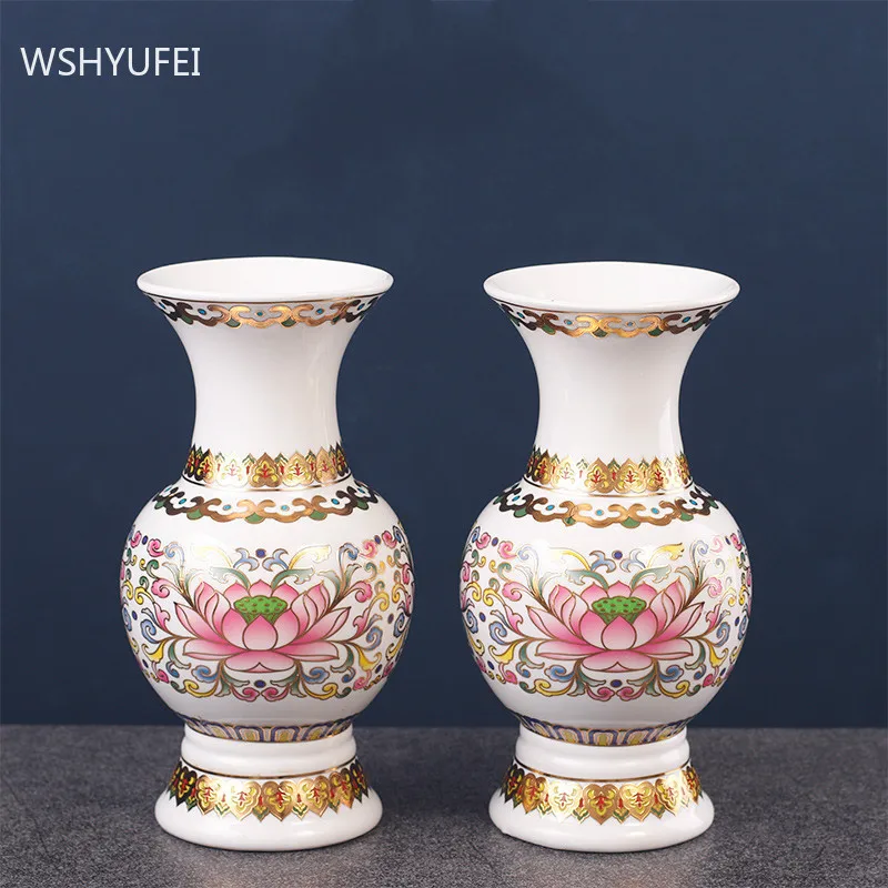 

Chinese Ceramics Guanyin Clean Water Bottle Buddha Hall Worship Vases Decoration Home Desktop Flower Arrangement Vase Crafts