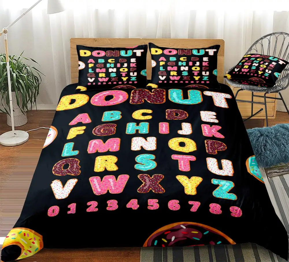Candy Bedding Set Donuts Duvet Cover Girl Boy Kid Bed Linen Cartoon Home Textile Children Candies Bedclothes | Дом и сад