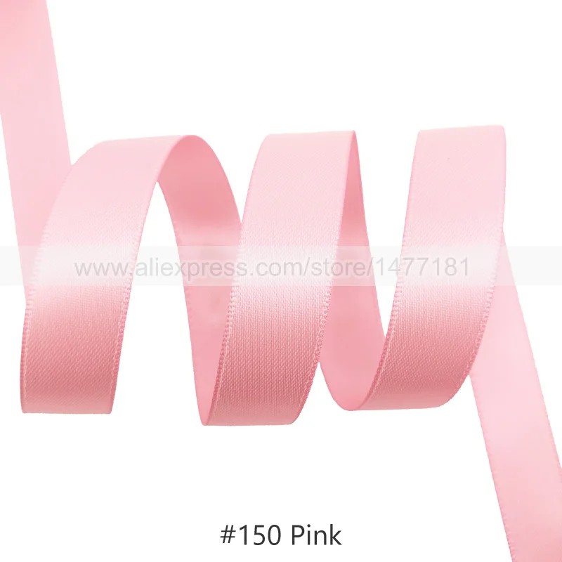 150 Pink 25 Yards) 6 9 16 25 38 50 мм атласная лента Двусторонняя лента высокого качества полиэстер Двусторонняя лента банты изготовление тканей - Цвет: 150 Pink