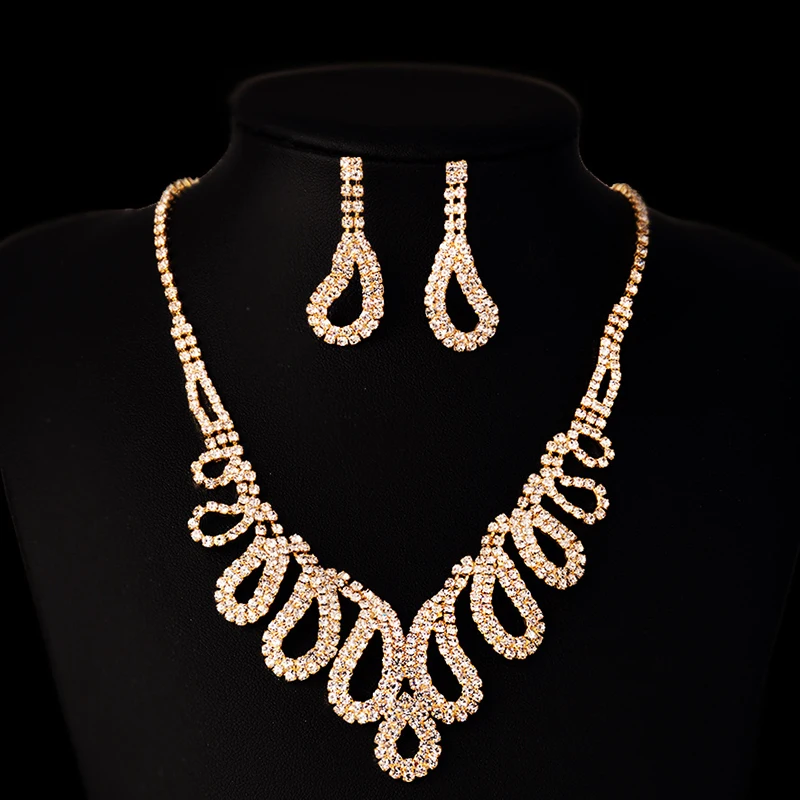 Модные наборы ювелирных украшений в стиле барокко с кристаллами форме капли воды