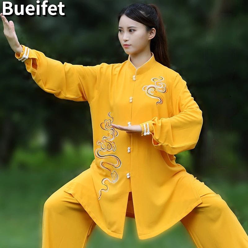 Traditional TaiChi Uniforms Long Sleeve Wushu Wing Chun Uniforms Marial Art Clothing Adult Taijiquan Morning Exercise Suits