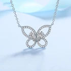 Ожерелье женское из серебра 925 пробы с муассанитом, колье с покрытием из белого золота 14 к, колье с подвеской-бабочкой из бриллиантов vs1, цвет D