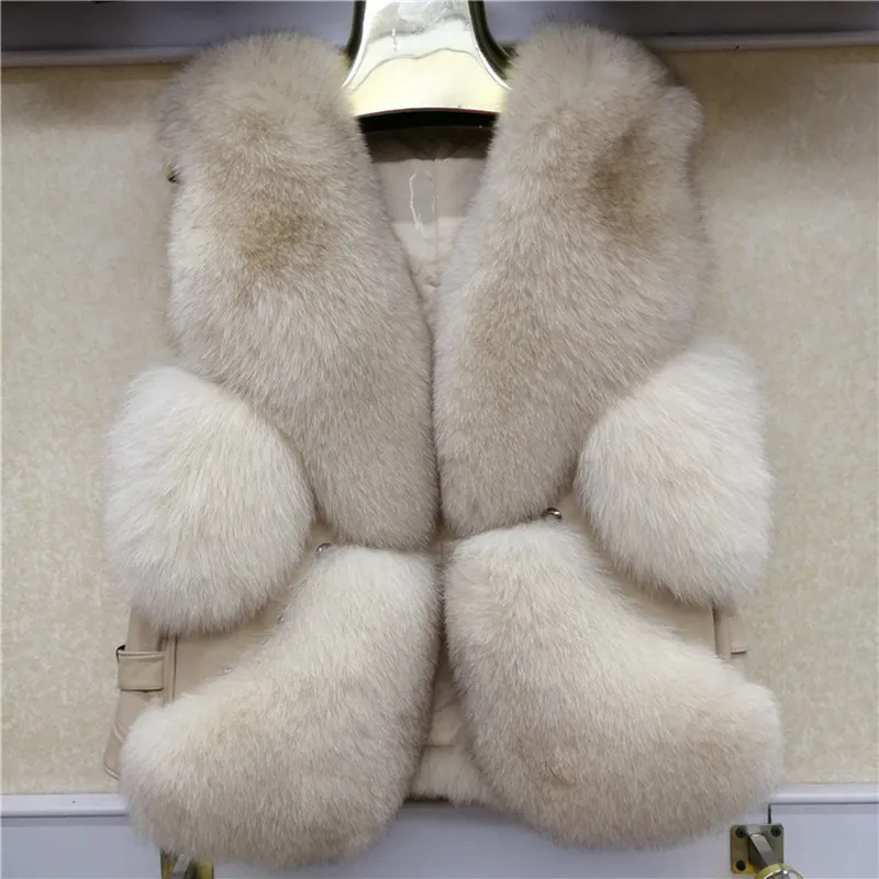 Женский жилет из натурального меха синего лисы короткая теплая зимняя