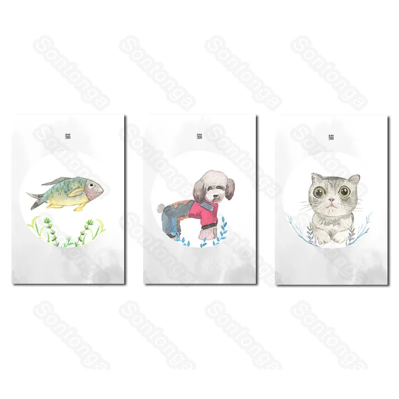 

Animal cat dog art poster dormitory poster background wall decoration 3D stereo wall stickers boy bedroom wallpaper