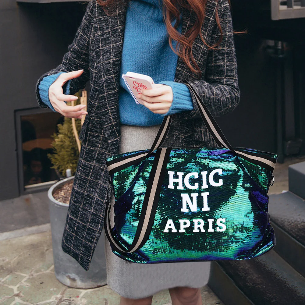Женская сумка-тоут с буквами и блестками большая Повседневная дизайнерская