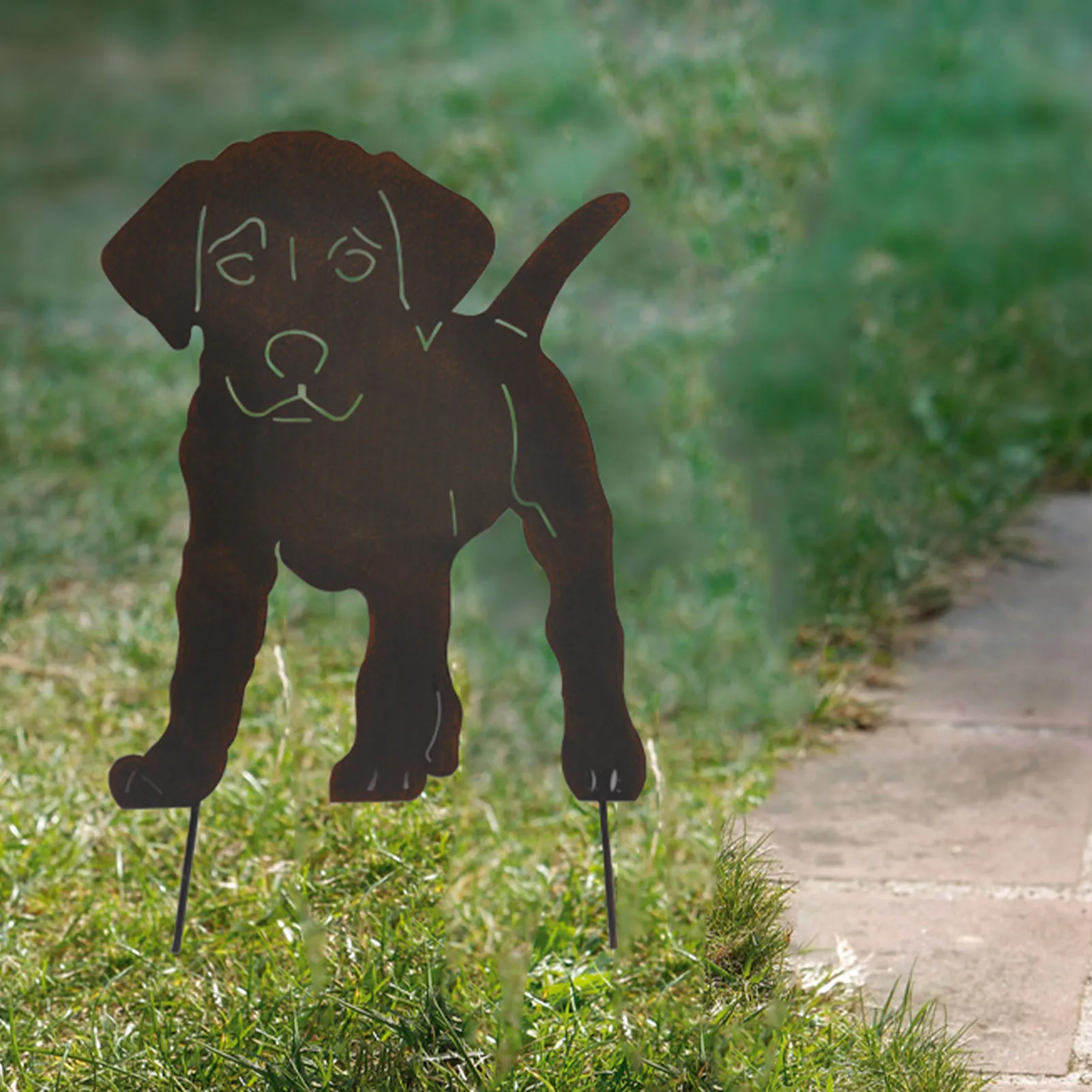 

Retro Garden Puppy Stake Dog Shaped Flower Receptacle Anti-rust Metal Garden Plug-in Lawn Garden Courtyard Decorations
