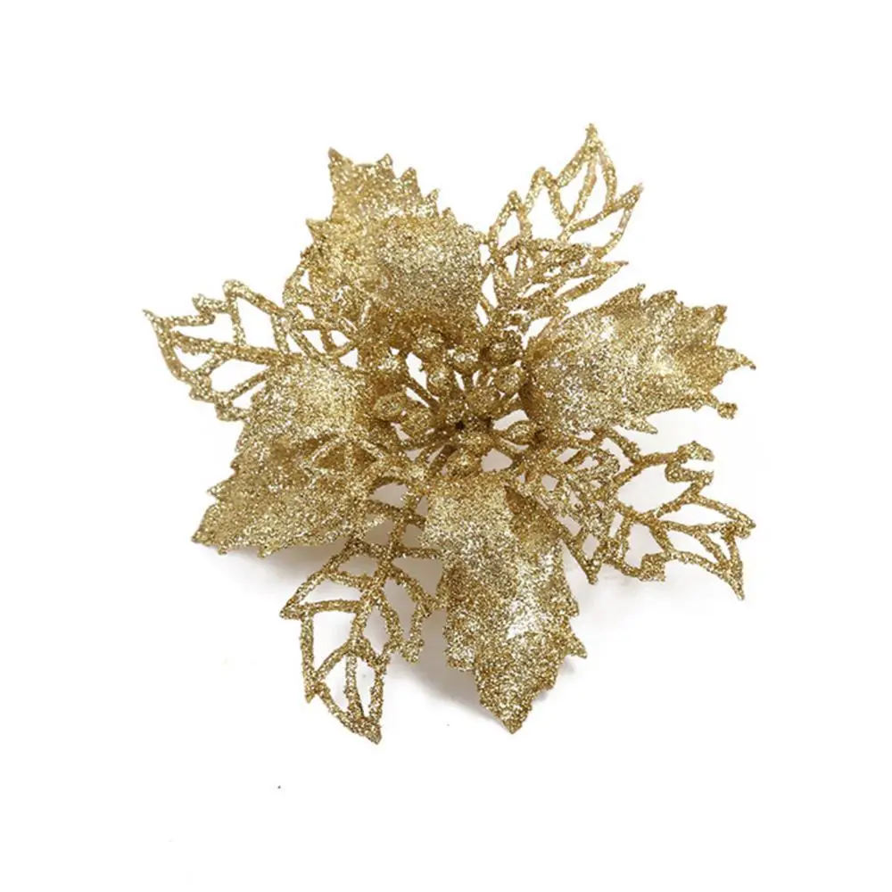 

5Pcs 12cm Glitter Artificial Christmas Flower Home Xmas Ornaments New Year Gift Pendant Festive Party Decoration Supplies