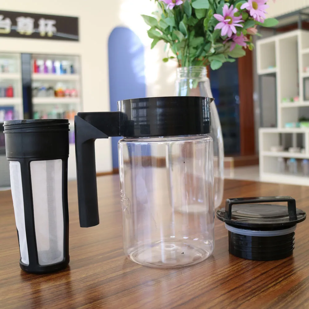 

900ML Cold Brew Iced Coffee Maker Airtight Seal Silicone Handle Coffee Kettle Non-slip Household Silicone Handle Coffee Kettle