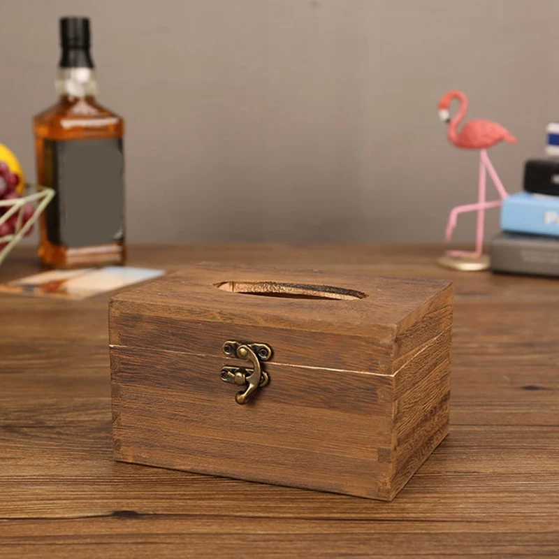 Useful Wooden Retro Tissue Box Cover Paper Napkin Holder Case Home Car Decor New Small | Дом и сад