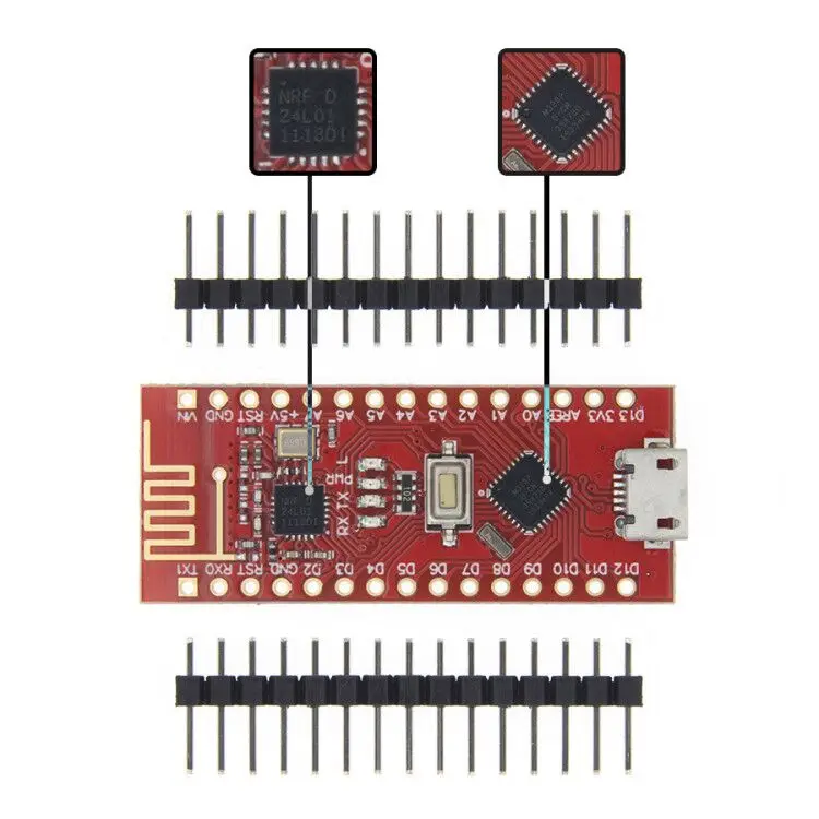 ATMEAG328 with 24L01 1 шт./лот Nano 3,0 контроллер совместимый nano CH340 USB драйвер без кабеля - Цвет: ATMEAG328 with 24L01