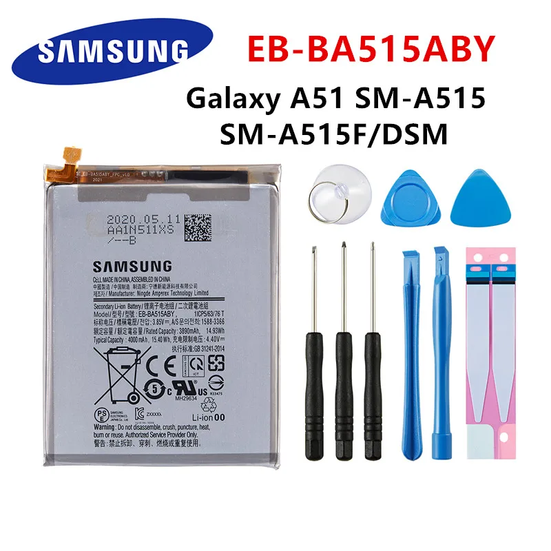 

SAMSUNG Orginal EB-BA515ABY 4000mAh Replacement Battery For Samsung Galaxy A51 SM-A515 SM-A515F/DSM Batteries+Tools