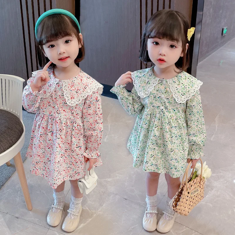 

Girls Cotton Doll Collar Floral Dress Toddler Girl Christmas Outfits Kids Dresses for Girls Flower Girl Dresses Girls Clothes