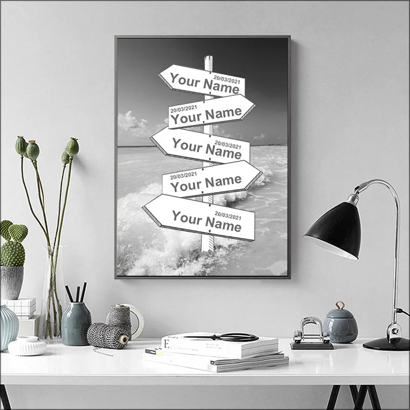 

Personalized Street Intersection with 2 - 6 names/dates posters commemorative canvas gifts for family road signs