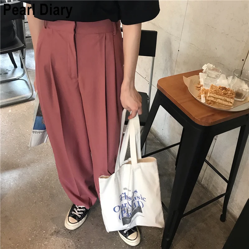

High Waist Suit Pants Women Solid Color Loose Wide Leg Pants Casual Trousers Women 2021 Korean Fashion Pantalones De Mujer