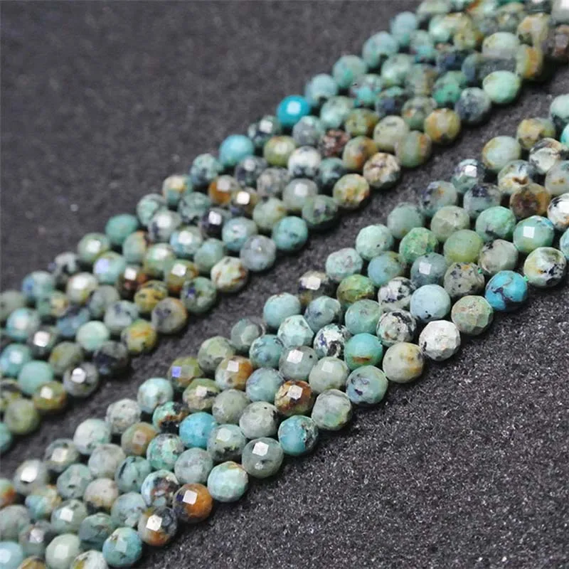 

2-4mm Natural Faceted round African Turquoise stone Beads For DIY necklace bracelet jewelry making 15 "free delivery