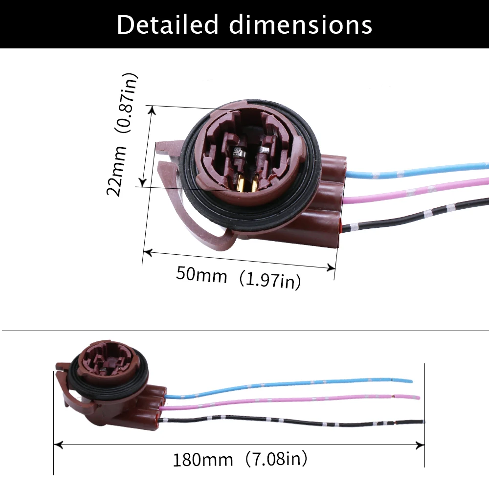 

YUNPICAR 3157 T25 4157NA Pre-Wired Harness Socket LED Bulbs Adapter for Turn Signal Lights, DRL Lamps or Brake/Tail Lights 2pcs