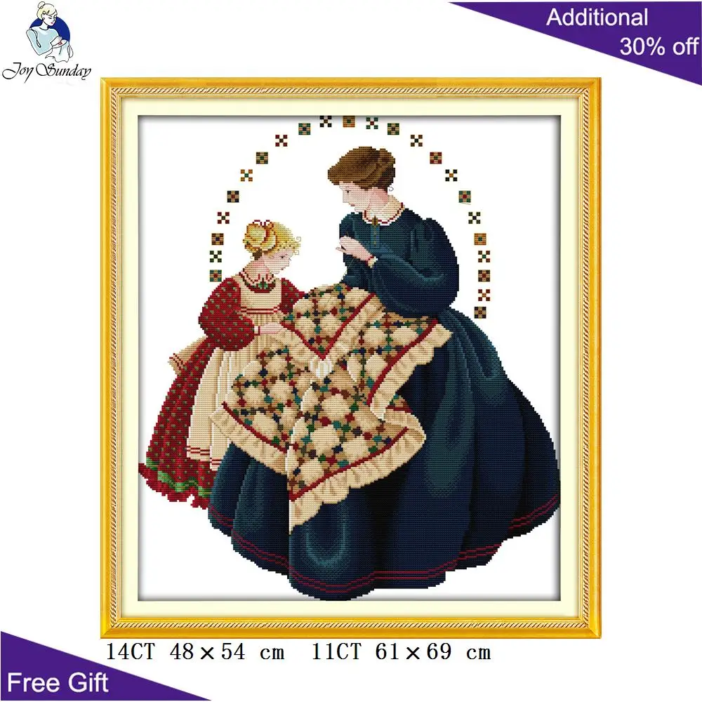 

Joy Sunday/комплекты для мамы и дочки Needlecraft R654 14CT 11CT, Набор для вышивки крестиком и домашнего украшения