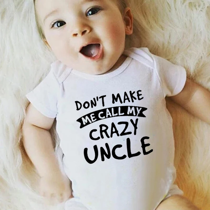 Комбинезон детский хлопковый с надписью Don't Make Me My Crazy Uncle мягкий | Детская