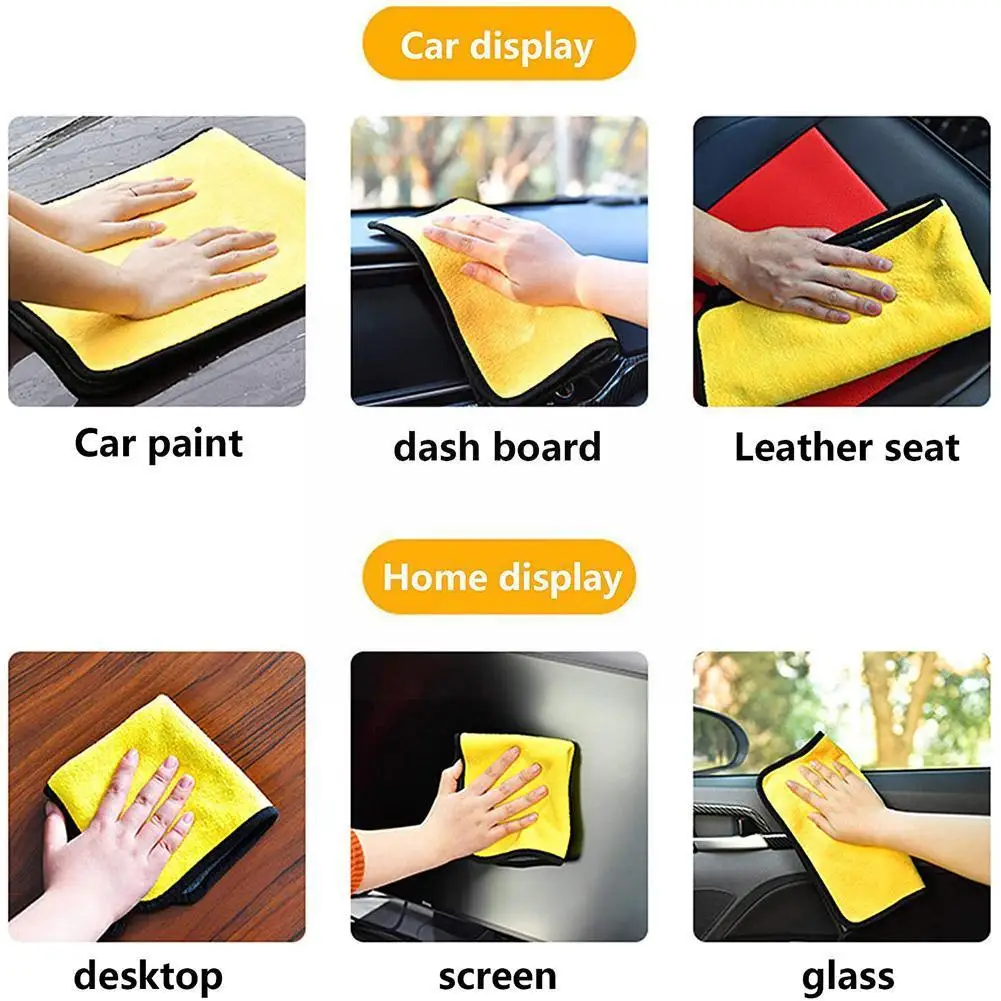 

5pcs Thick Super Soft Dual-Sided Microfiber Car Drying 40*40cm Detailing Lint Free Cloth Cleaning Towel Wash Absorbent W9A1