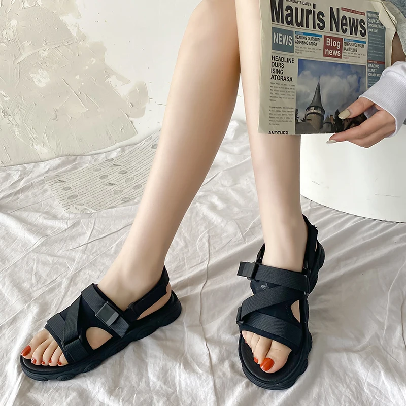 

Beige Heeled Sandals Female Shoe Med 2021 Women's Black Sports Girls Medium Fashion Gladiator Comfort New Clear Summer Flat Soli