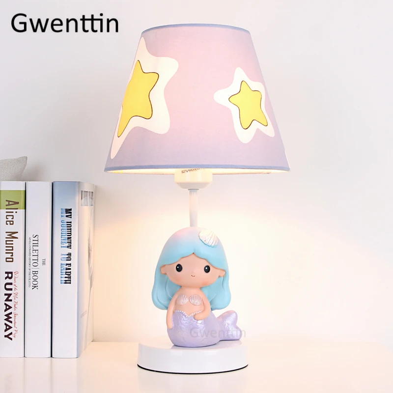 Мультяшные детские настольные лампы русалки для гостиной прикроватная лампа