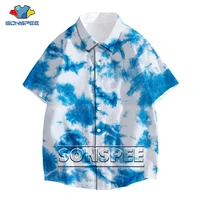 sonspee 3d print tie dye art abstract shirt casual streetwear cool women mens short sleeve hawaiian shirts fitness buttons top