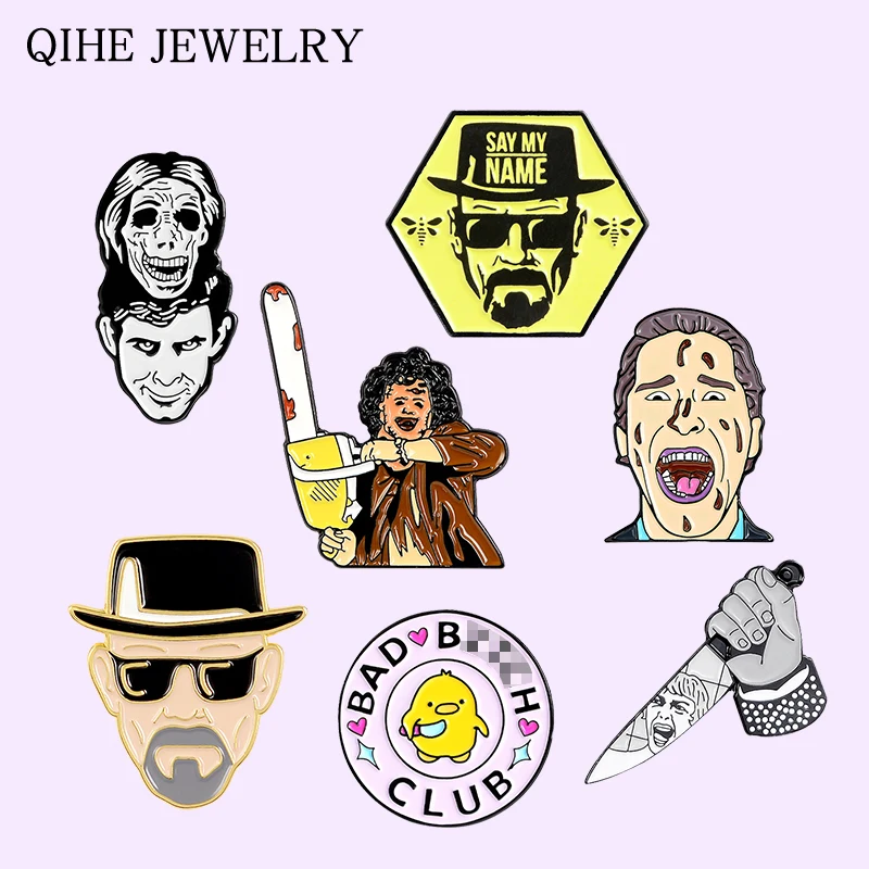 Эмалевые значки Bad Man значок-убийца нож для бензопилы брошь-кинжал коллекция