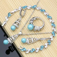 pearls beads jewelry sets 925 silver bridal costume jewelry kit for women braceletearringspendantringnecklace sets