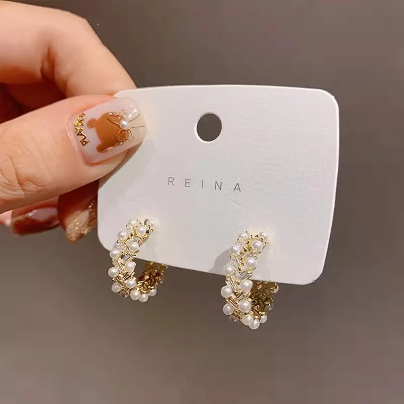 

European and American exaggerated full diamond geometric earrings Korea earrings net red temperament hipster free shipping