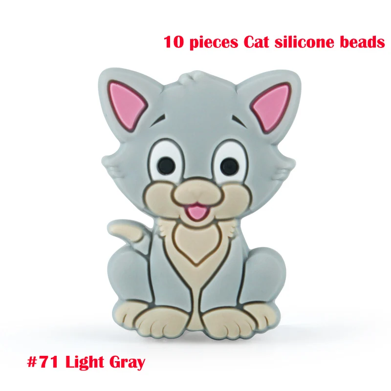 71-10pcs Keep& Grow 10 шт. грызунок с котом силиконовые бусины грызун DIY ребенок котенок Животное Мультфильм жевательный успокоитель цепи ювелирные изделия игрушки аксессуары - Цвет: 71-10pcs