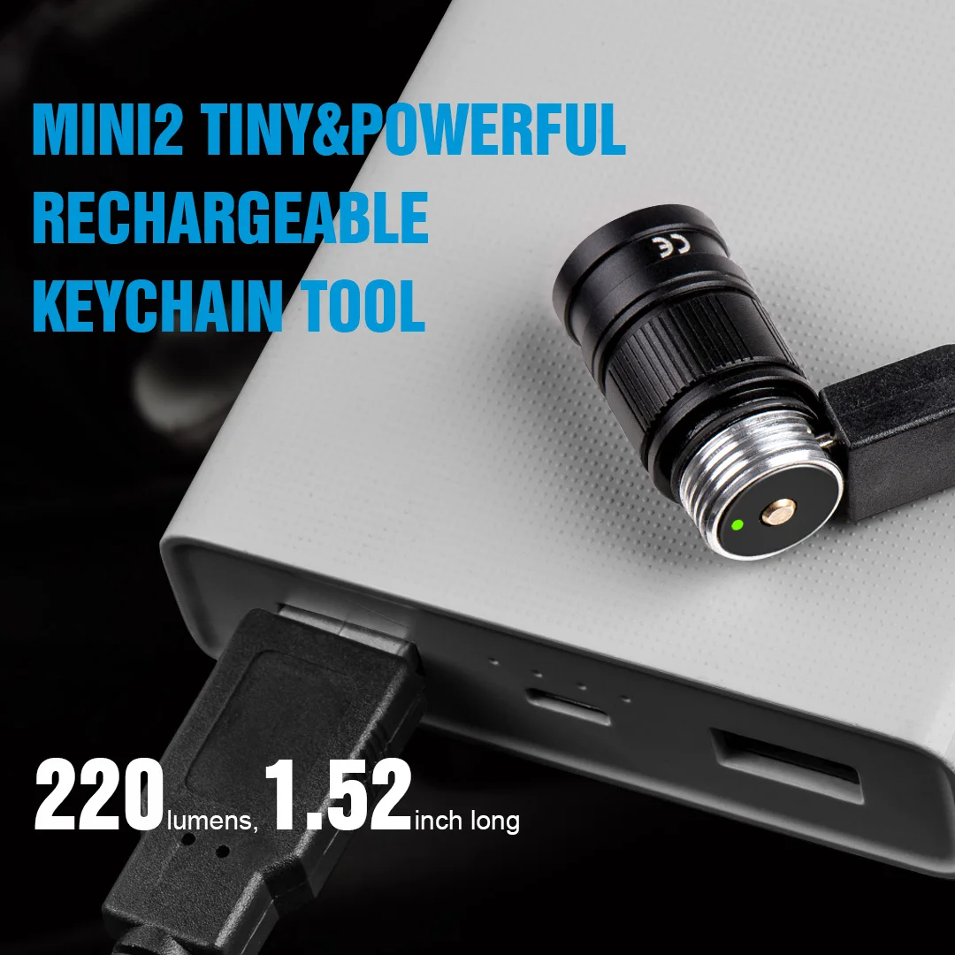 Trustfire Mini2 мини Edc фонасветильник Usb Перезаряжаемый 220 люмен Kechain 2 режима