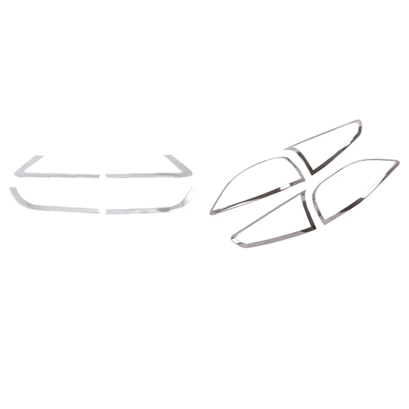 

5PCS Chrome Rear Tail Light Lamp Cover Trim with Rear Reflector Fog Light Lamp Cover Trim Bezel Frame Styling Garnish