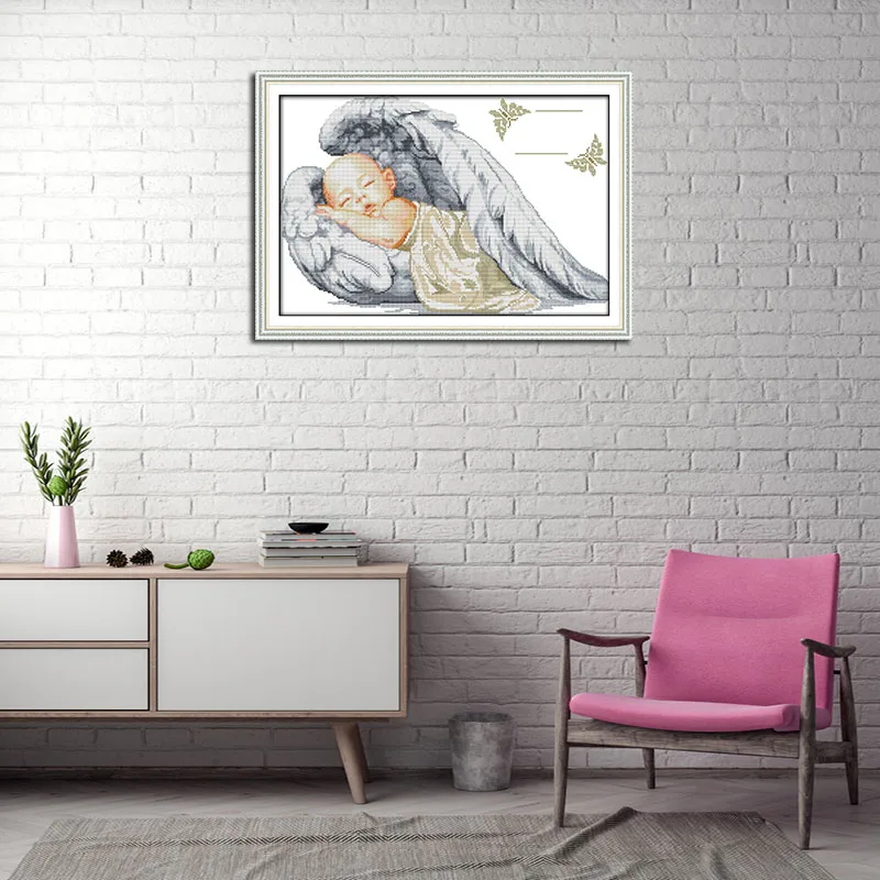 Joy Sunday Angel baby 11CT DMC с принтом на холсте 14CT Набор для вышивки крестом сделай сам