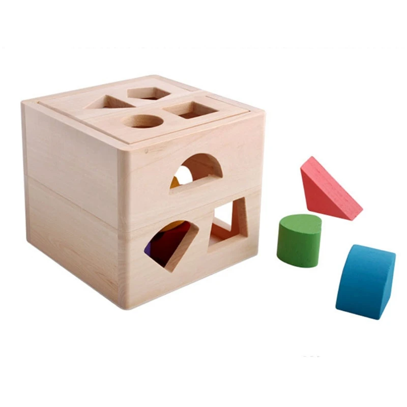 40JC Wooden cube toy puzzle baby plug-in box wooden train motor skills learning to promote shape recognition and | Игрушки и хобби