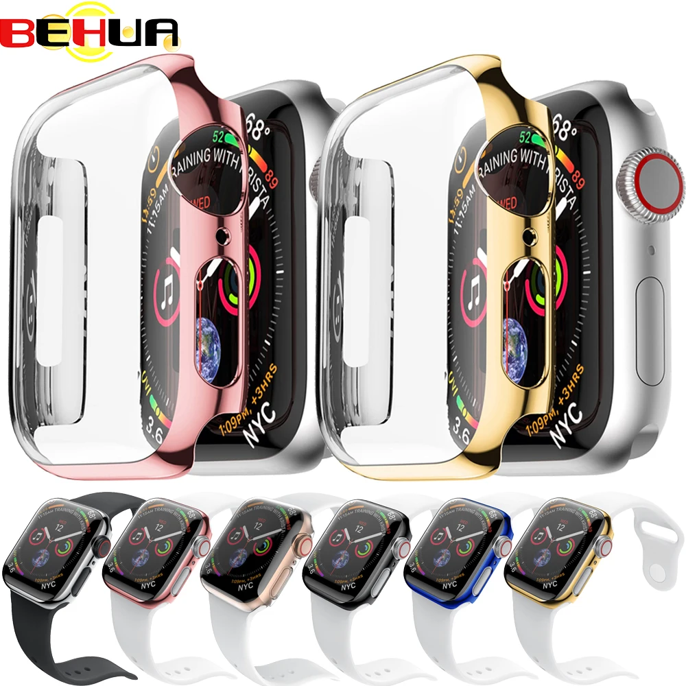 Чехол для Apple Watch series 4 5 3 2 1 пластиковая рамка Защитная пленка iWatch тонкий чехол