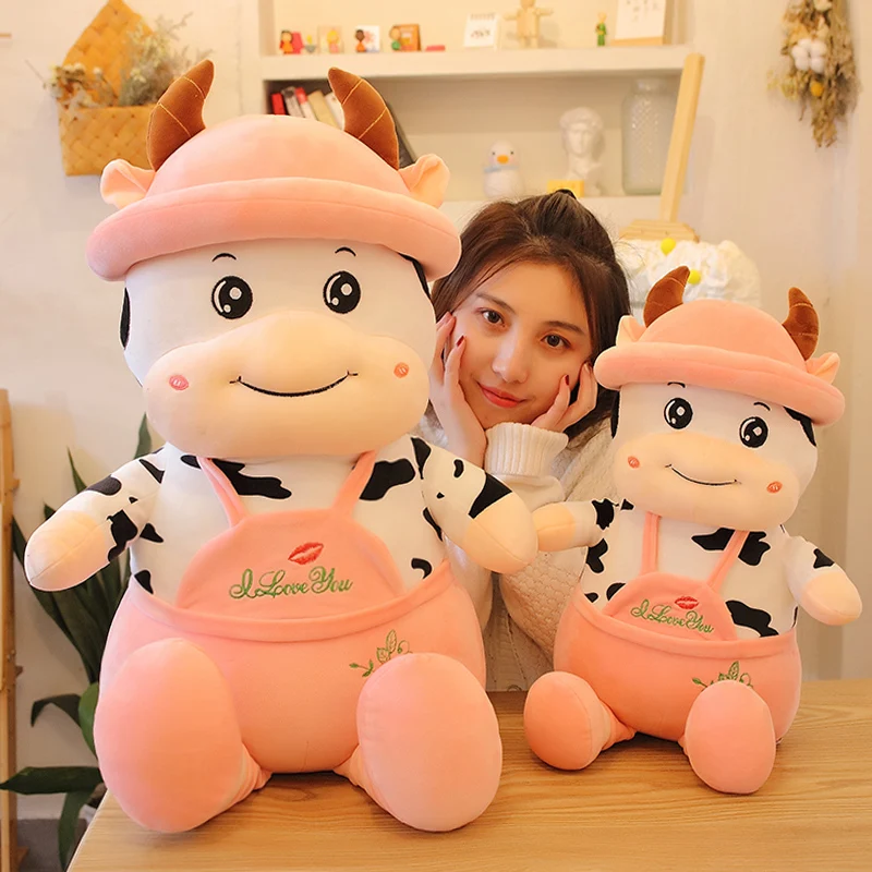 

Плюшевая игрушечная подушка в виде молочной коровы, 50-80 см, милая имитация коаксиального волокна, детский подарок на день рождения для друзе...