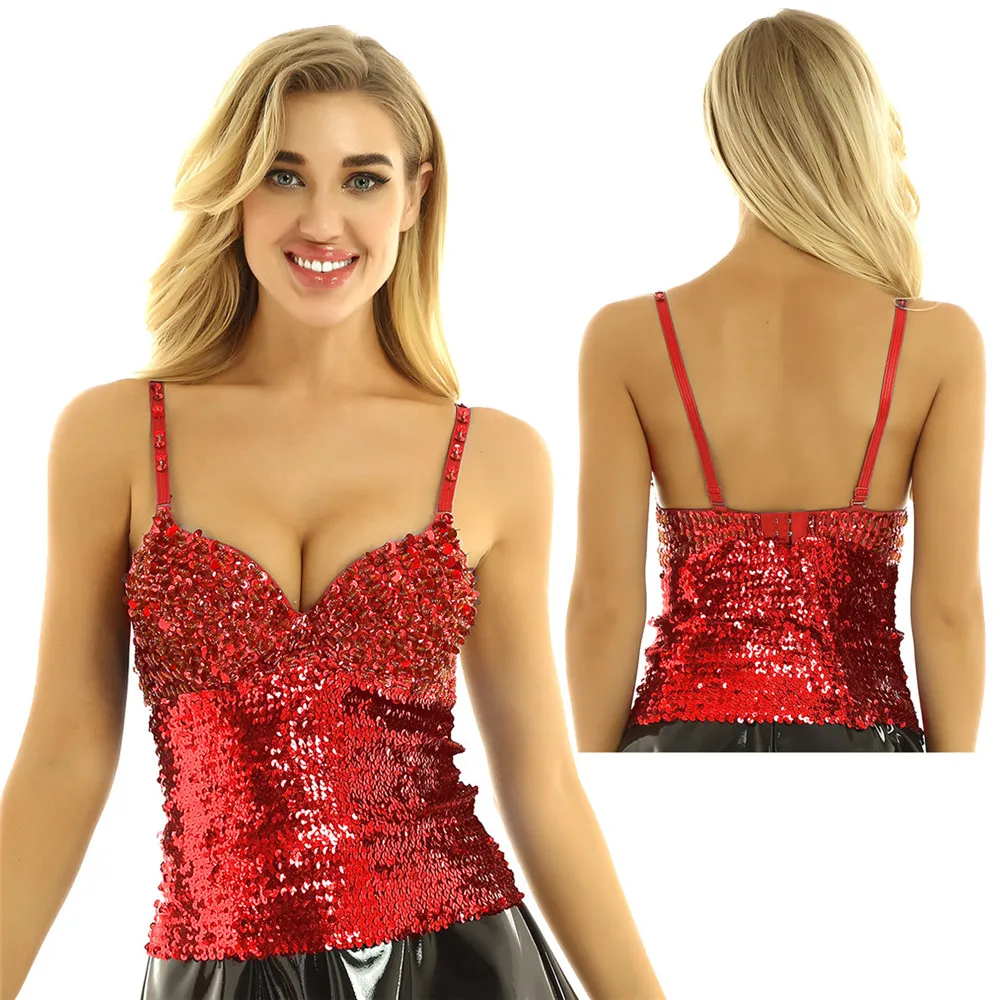 TiaoBug Женский ослепительный Блестящий регулируемый бюстгальтер на бретельках пуш