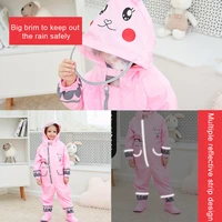cartoon rain coat for kids one piece rain suit with zipper buckle closure unisex adjustable waist elastic cuff fa