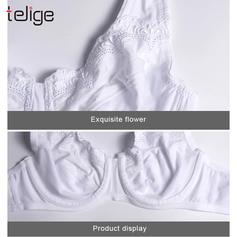 Белые бюстгальтеры мягкие из хлопка с полной чашкой для женщин большого размера