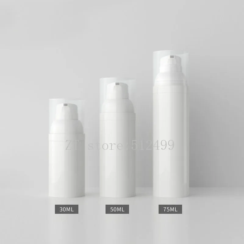 

30ml50ml75ml 30pcs Empty White Cosmetic PP Airless Lotion Pump Bottle, DIY Foundation Vacuum Container, Portable Travel Package