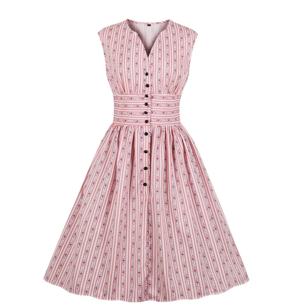 Женское винтажное платье с пышной юбкой junxi WAN розовое Повседневное круглым