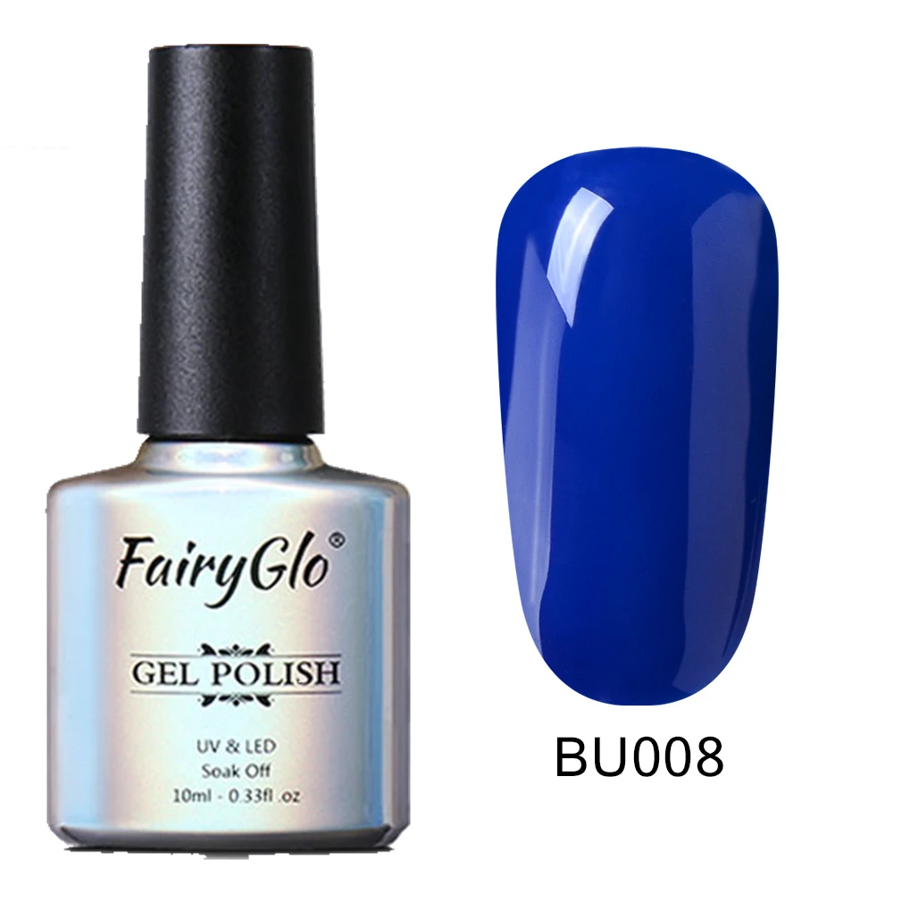 FairyGlo, 10 мл, Синий Цветной Гель-лак для ногтей, Полупостоянный Светодиодный УФ-Гель-лак, лак для дизайна ногтей, впитывающий Гель-лак, Матовый верхний слой