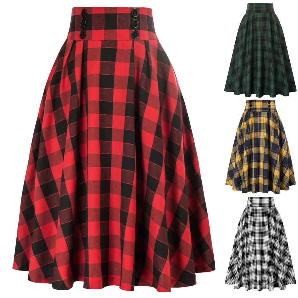 Юбка-миди Женская трапециевидная с эластичной талией на пуговицах | одежда