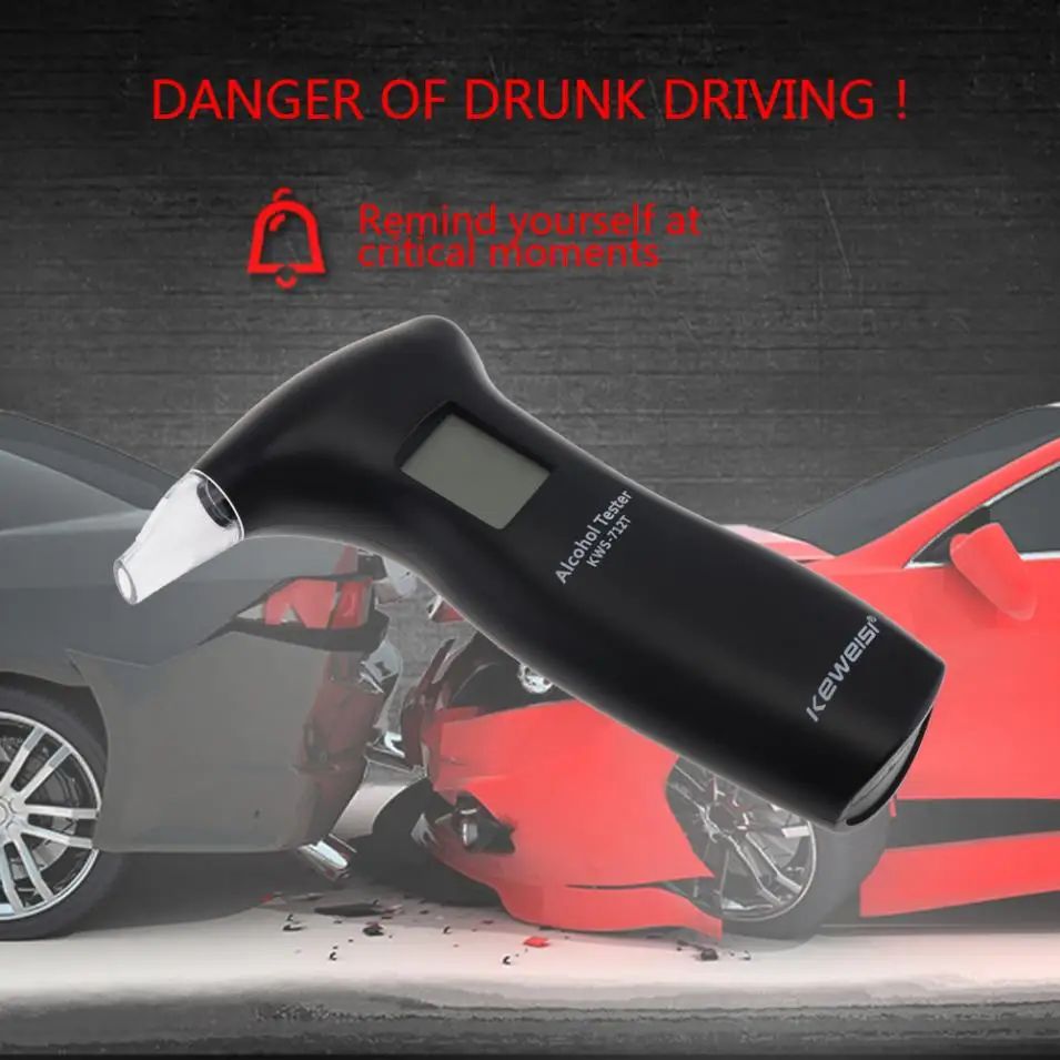 

LCD Display Digital Alcohol Tester with 4pcs Mouthpieces Police Alert Breath Alcohol Tester Device Breathaly Analyzer