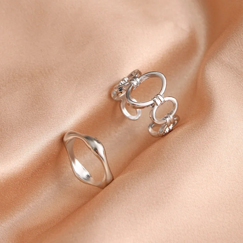 2 шт. новые модные массивные золотые кольца для женщин и девушек минималистичные