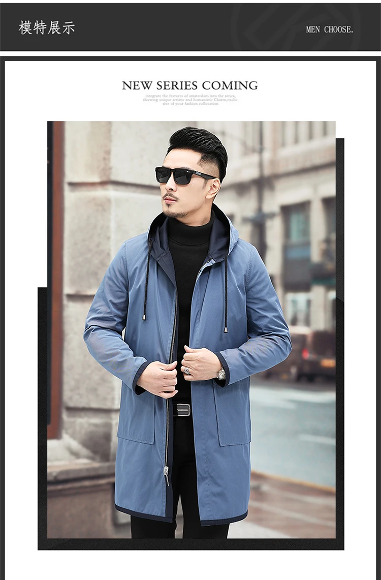 Autumn winter Trench coat Men's Business Double-sided jacket Jacket Casual Overcoat men High quality windbreaker coat men